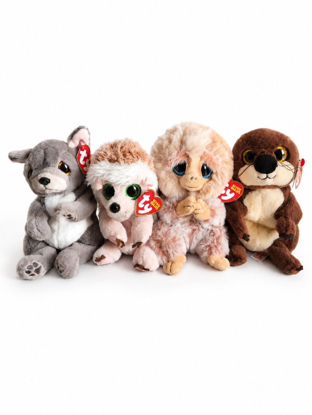 Ty Beanie Bellies Lot of 4 Wilfred Wolf Bumper Hedgehog Stubby Monkey Mitch +